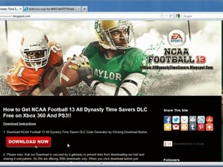 How to Get NCAA Football 13 All Dynasty Time Savers DLC Free!!
