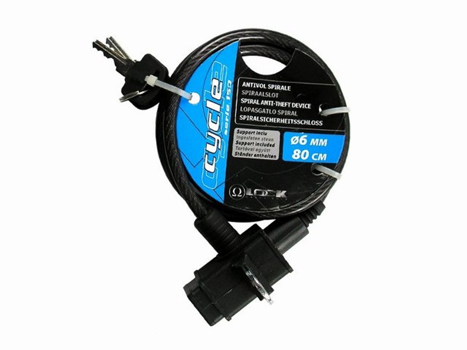 Antivol Lock spirale + support inclus Ø 6mm long. 80cm : Lock