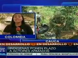 Indígenas del Cauca ponen plazo a actores armados: Colombia