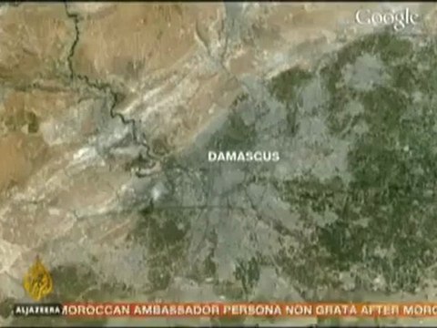 Google map of Damascus neighbourhoods where fighting rages