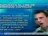 Capriles desestima pacto democrático del CNE