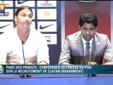 Zlatan Ibrahimovic, nouvelle recrue du PSG, répond aux journalistes