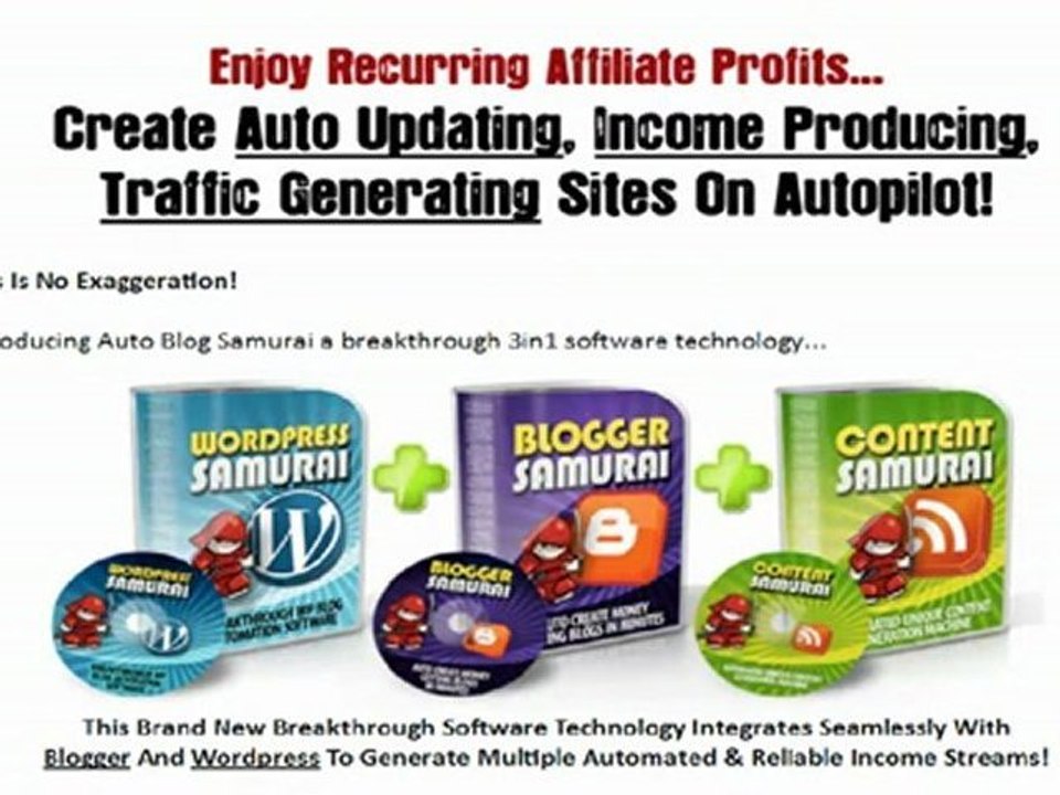 Auto Blog Samurai - 3in1 Niche Blog Creation Software Suite