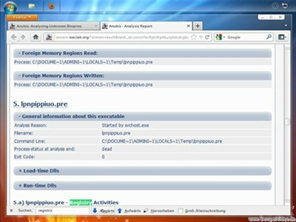 Anubis analysiert schadware