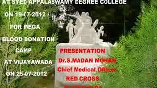 BLOOD DONATION MOTIVATION AT SYED APPALASWAMY COLLEGE  ON 19-07-2012 FOR MEGA BLOOD DONATION CAMP ON 25-07-2012  AT VJW.