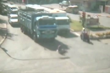 Kamyonun altından sağ çıktılar