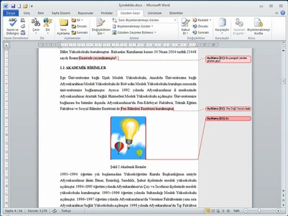 Word Yazım-Dilbilgisi ve Biçimlendirme