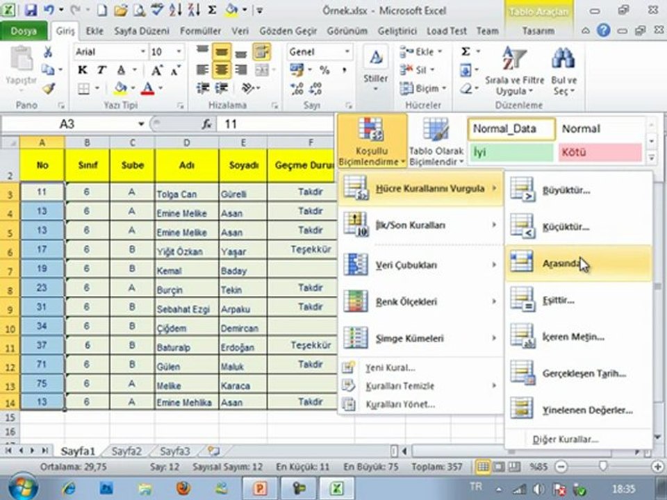 Excel Giriş Sekmesi: Biçimlendirme-2