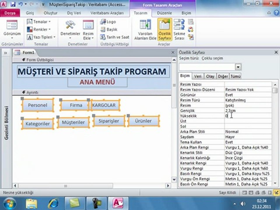 Access ile Müşteri ve Sipariş Takip Programı Uygulaması-10