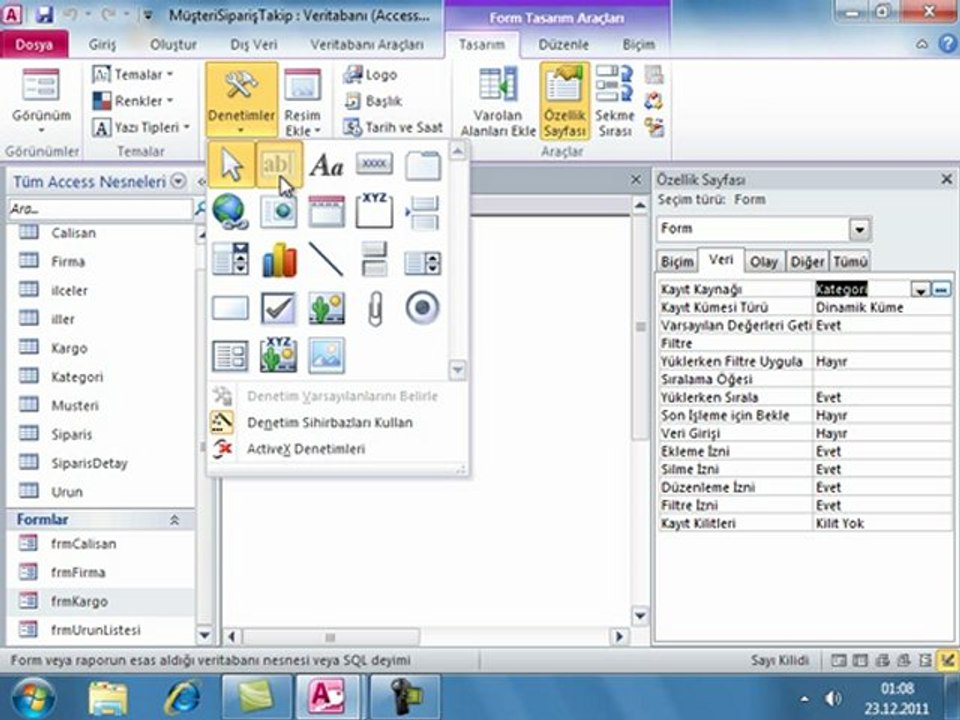 Access ile Müşteri ve Sipariş Takip Programı Uygulaması-7
