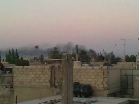 Syria فري برس دمشق الدخان المتصاعد من منطقة القدم نتيجة القصف 2012 7 19 Damascus