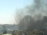 Syria فري برس دمشق دك حي الميدان بالمدفعية وتصاعد الدخان الكثيف  17 7 2012 Damascus