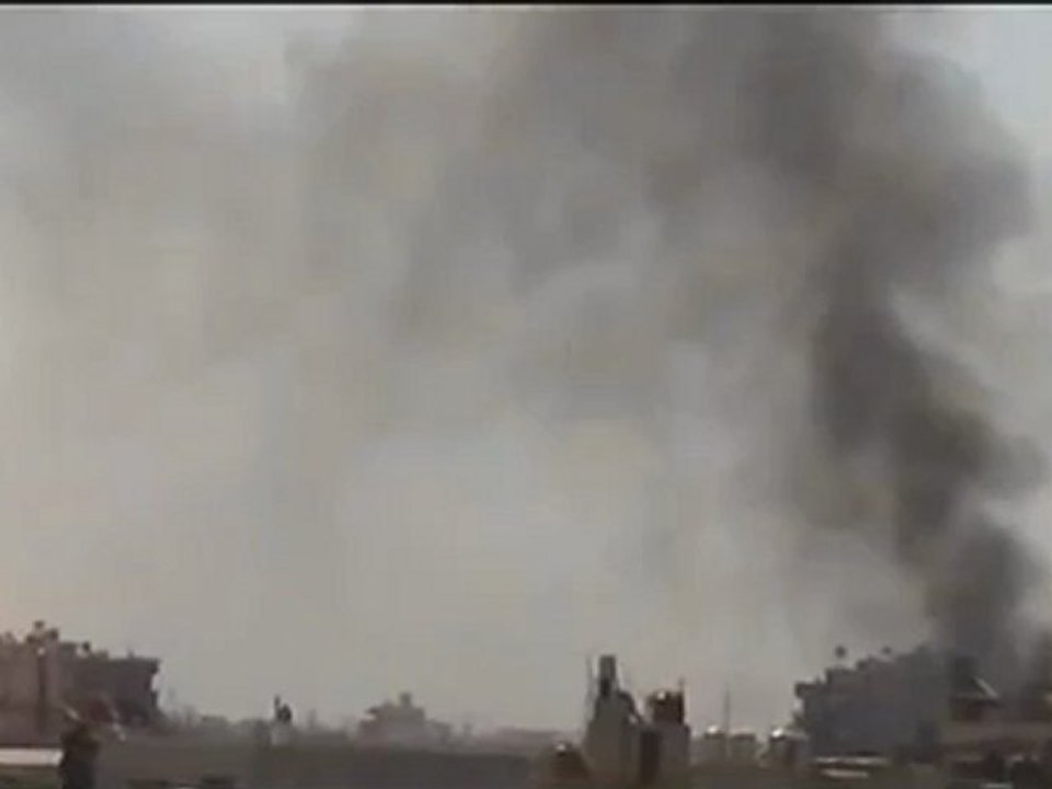 Syria فري برس  دمشق أعمدة الدخان المتصاعدة من حي التضامن 16 7 2012 Damascus
