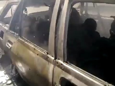 Syria فري برس دمشق الميدان تدمير سيارة لعصابات بشار 16 7 2012 Damascus