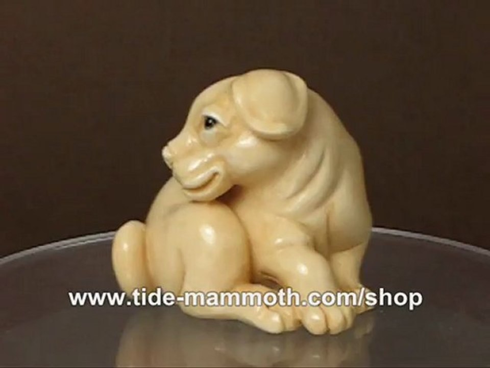 mammoth ivory netsuke Twelve Zodiac Animal Dog N3163