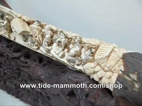 mammoth ivory tusk carving Figurine Beauties and Carnival 37442