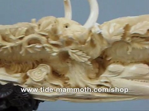 mammoth ivory tusk carving Group of Woolly Mammoth 37440