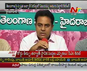 Balakrishna talking to media from cancer hospital