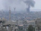 Syria فري برس حماه المحتلة حي الفرايه تصاعد الدخان من الحي بسبب القصف العنيف 21 7 2012 Hama