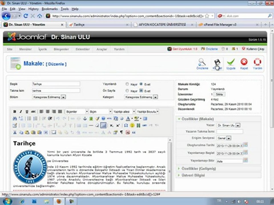 Joomla Dersleri Resim,Sunu,Döküman,Animasyon Ekleme