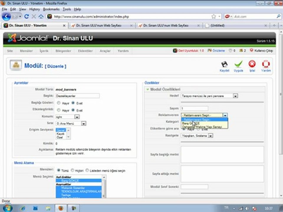 Joomla Dersleri Bileşenler: Reklam Ekleme
