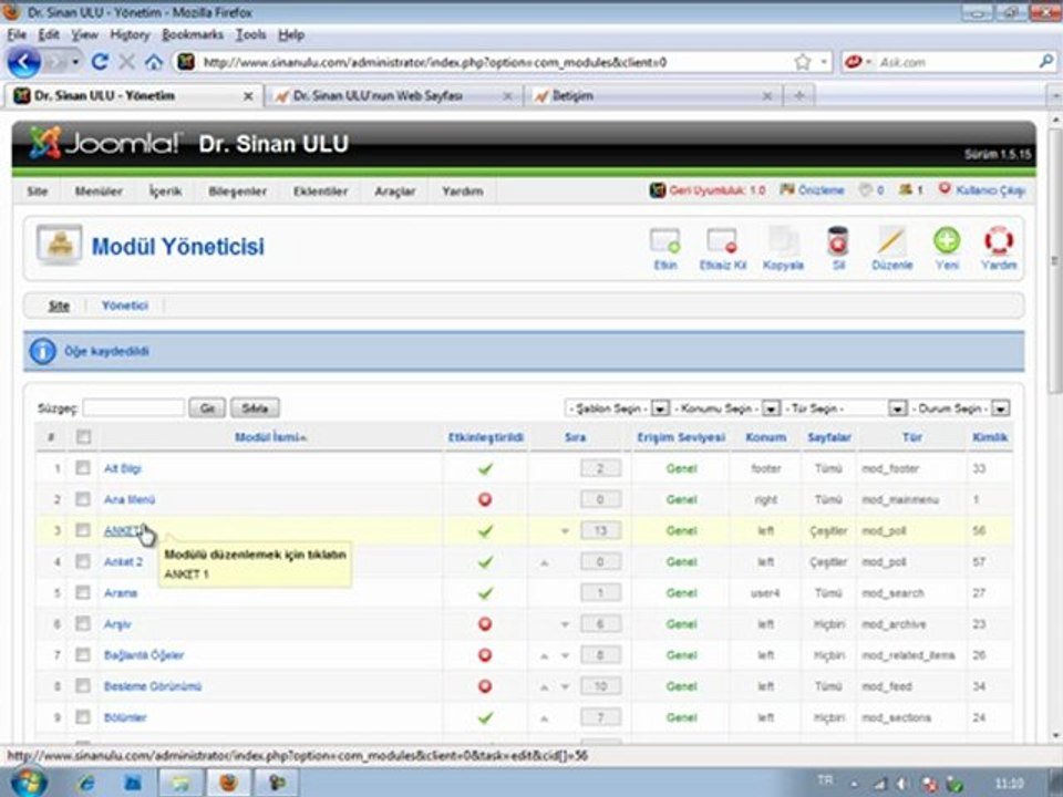 Joomla Dersleri Bileşenler: Anket Ekleme