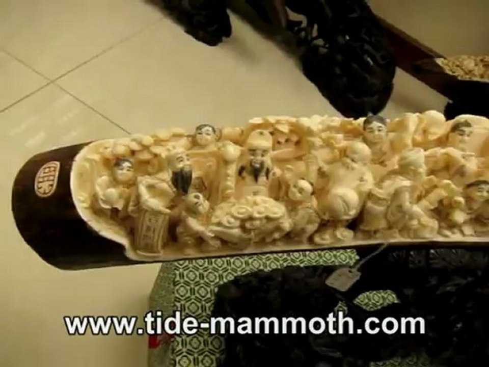 Mammoth Ivory Handcrafted Chinese Fairies & 8 Immortal Tusk Carving (37545)