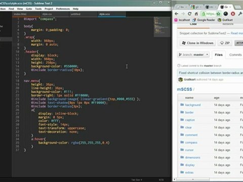 Tutoriel vidéo Sublime Text 2 : mCSS