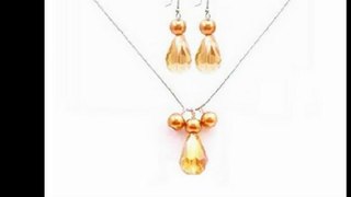 Fashionjewelryforeveryone.com - Crystal Teardrop Pearl Bridal Necklace Set