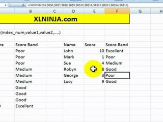 Excel CHOOSE function explained