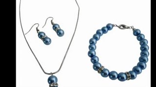 Fashionjewelryforeveryone.com - Faux Pearl Pendant Bridal Necklace Earring Bracelet Set