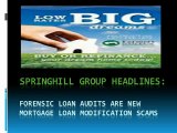 Springhill Group Headlines - Forensic Loan Audits Are New Mortgage Loan Modification Scams