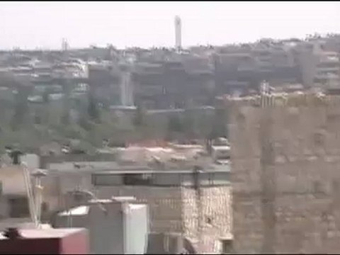 Syria فري برس حلب أصوات الإشتباكات من دوار الصاخور 25 7 2012 Aleppo
