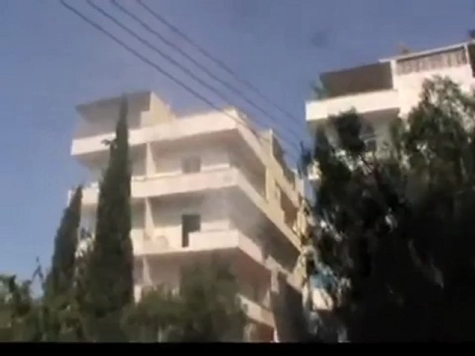 Syria فري برس  ادلب أريحا إصابة احد المباني بقذيفة هاون 24 7 2012 Idlib