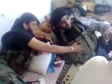 Syria فري برس  حلب الشهيد مضر عكوش و أحمد الفج مستلقي قبل استشهادهما  23 7 2012 Aleppo