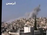 Syria فري برس   حمص الرستن المجرم بشار يستخدم الطيران الحربي  للقصف وليس المروحيات 23 7 2012 Homs
