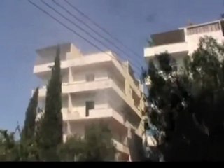Syria فري برس ادلب أريحا إصابة احد المباني بقذيفة هاون 24 7 2012 Idlib