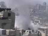 Syria فري برس حمص جورة الشياح سقوط الصاروخ بالقرب من المصور23 7 2012 Homs