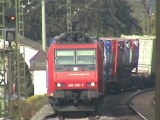 Züge und Schiffe bei Kamp-Bornhofen, Raddampfer Goethe, SBB Cargo Re482, 140, 2x 185, 428