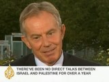 Tony Blair denies he's supporting the Israeli position