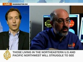 Venus begins its transit across the sun