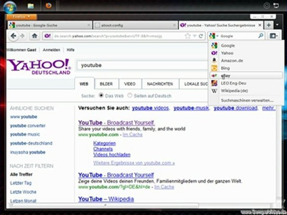 Firefox: standardsuchmaschine ändern