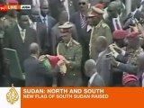 Juba crowd cheers South Sudanese flag raising