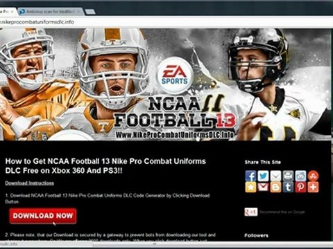 Nike Pro Combat Uniforms DLC Free Unlock On NCAA Football 13