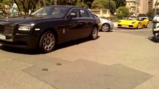 Porsche 911 carrera 4s+lamborghini murcielago roadster with tubi exaust+rolls royce ghost in monaco 2012