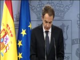 Comparecencia de Zapatero después del comunicado de ETA