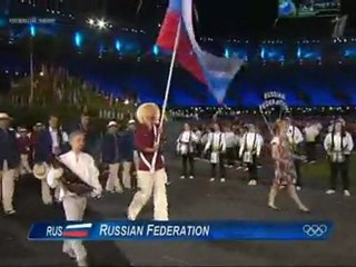 Maria carrying the Flag of Russia