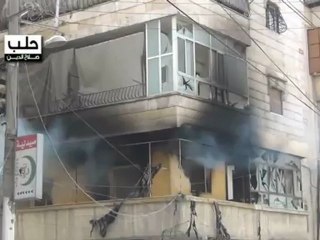 Syria فري برس حلب صلاح الدين   احتراق أحد المنازل سببب القصف 28 7 2012 Aleppo