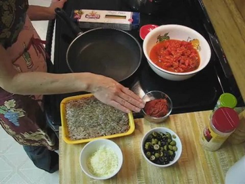 Angel Hair Pasta with Italian Sausage and Olive Sauce part 1