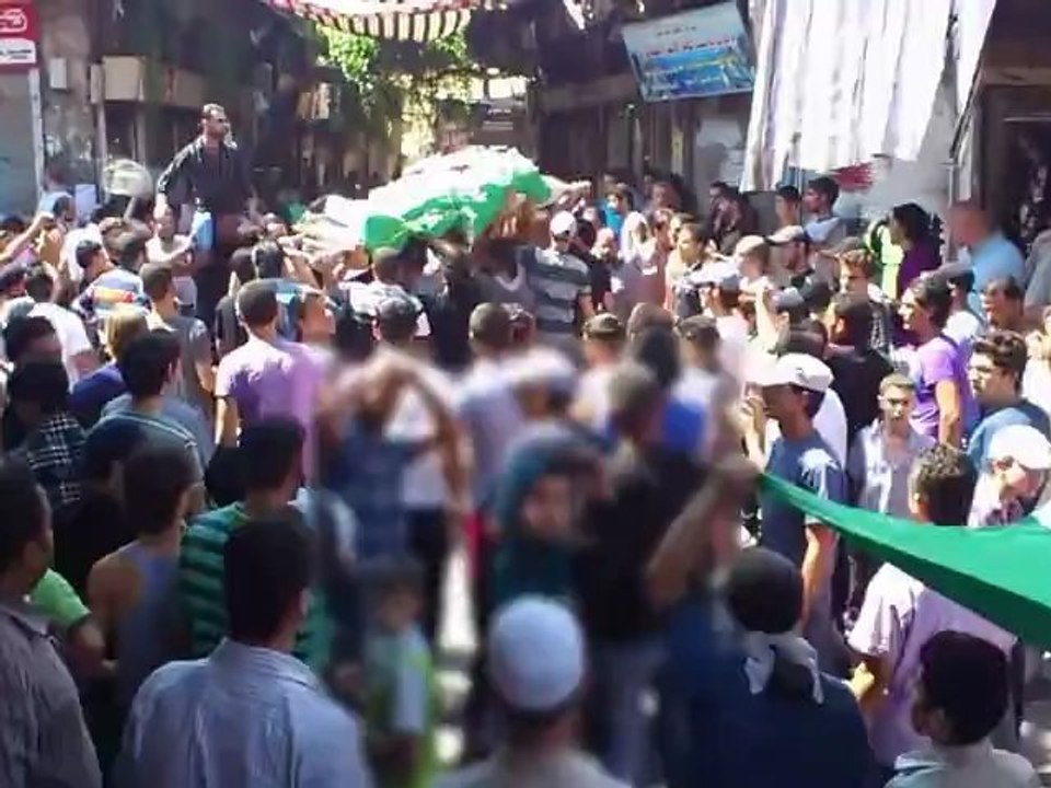 Syria فري برس دمشق حي الشاغور تشييع الشهيد فراس القاضي30 7 2012 Damascus